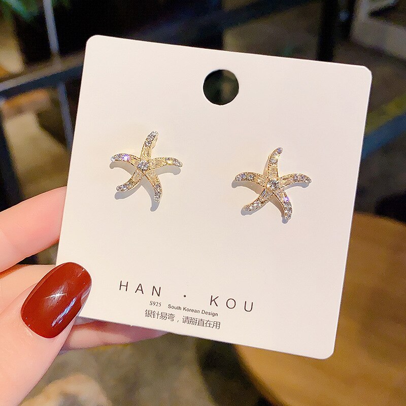 Drop Shipping 925 Silvers Pin Earrings New Starfish Earrings Women's Earrings Gift  Jewelry