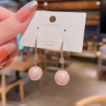 925 Silver Post Pink Pearl Earrings Female Stud Earrings