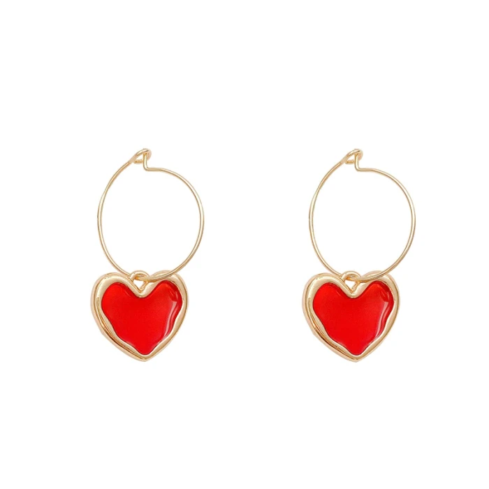 925 Silver Post Love Heart Ear Ring Female Earrings Eardrops Earrings
