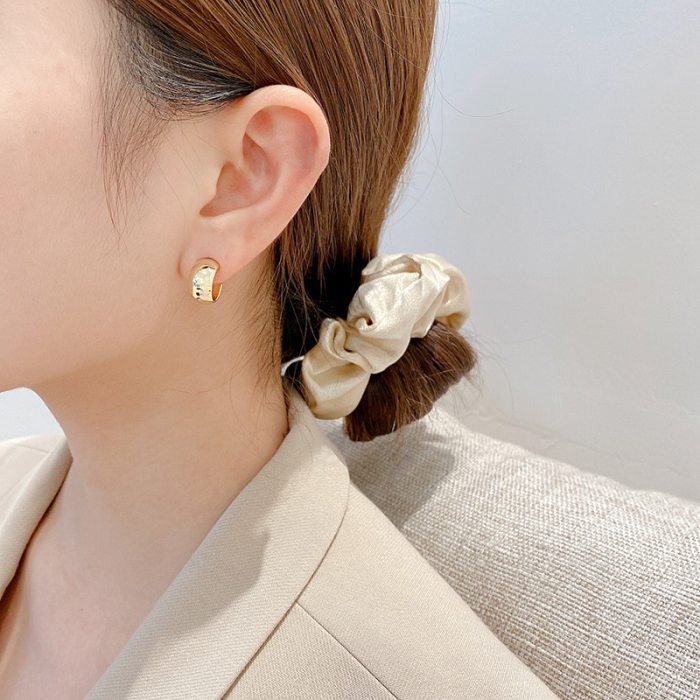 925 Silver Post Bean-Shaped Stud Earrings Female Earrings
