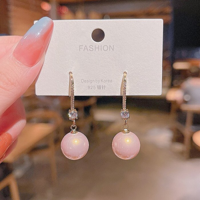 925 Silver Post Pink Pearl Earrings Female Stud Earrings