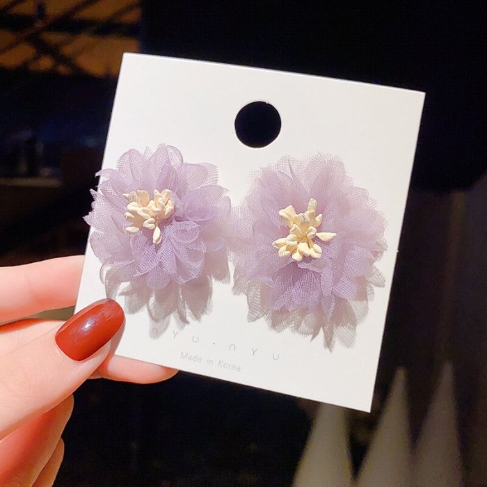 Sterling Silver Post Purple Daisy Stud Earrings Flower Earrings For Women