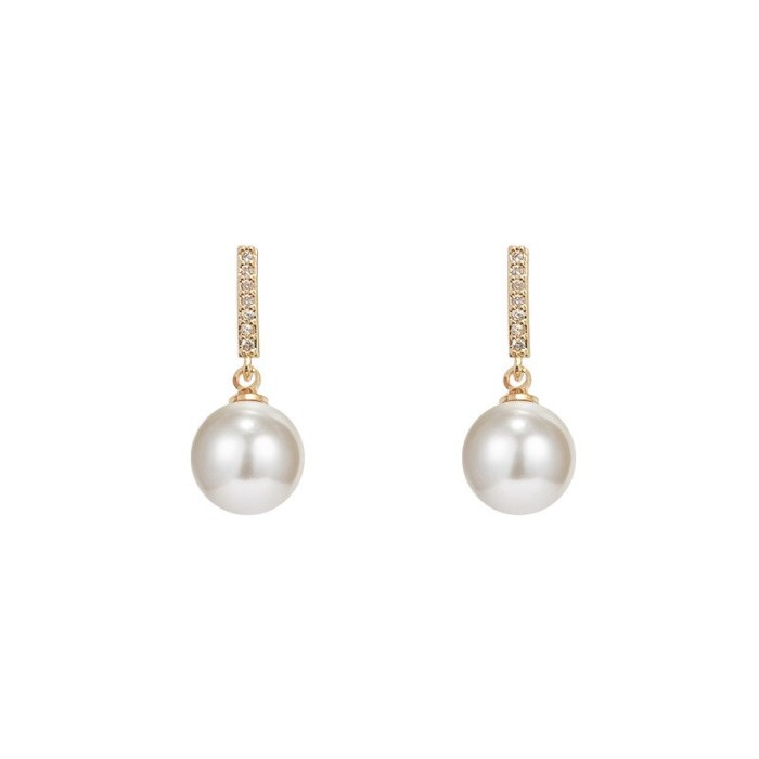 925 Silver Post Pearl Eardrops Stud Earrings For Women