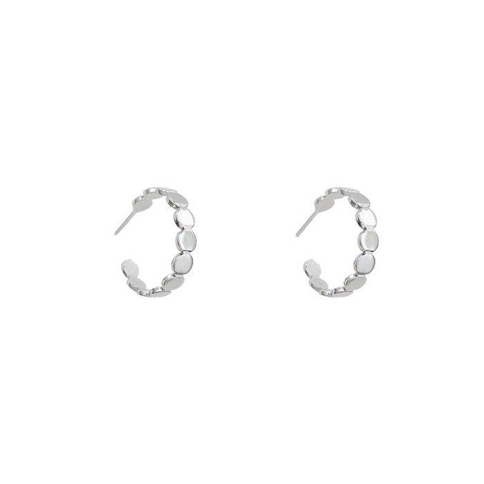 Sterling Silver Post New Semicircle Sequined Earrings Female Stud Earrings