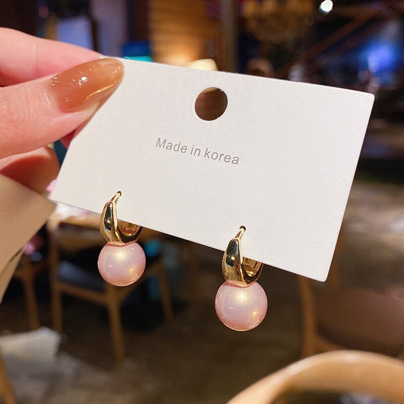 Pink Pearl Earrings For Women 925 Silver Stud Earrings