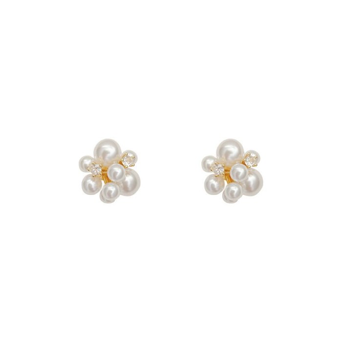 Wholesale Pearl Flower Earrings For Women Sterling Silver Post Ear Studs Earrings  Dropshipping Jewelry Gift