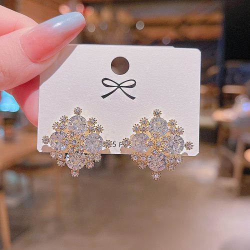 Wholesale 925 Silver Post Zircon Flower Earrings Female Women Stud Earrings  Dropshipping Jewelry Gift