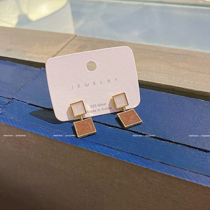 Wholesale Sterling Silver Post Square Earrings Irregular Ear Studs Earrings  Dropshipping Jewelry Gift