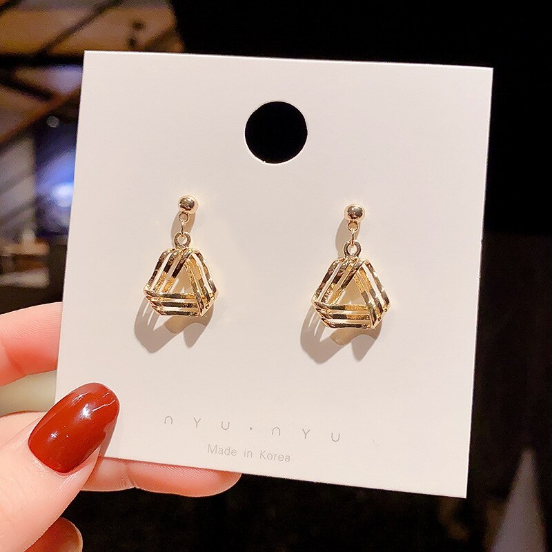 Wholesale Sterling Silver Post Triangle Earrings Female Women Stud Earrings  Dropshipping Jewelry Gift