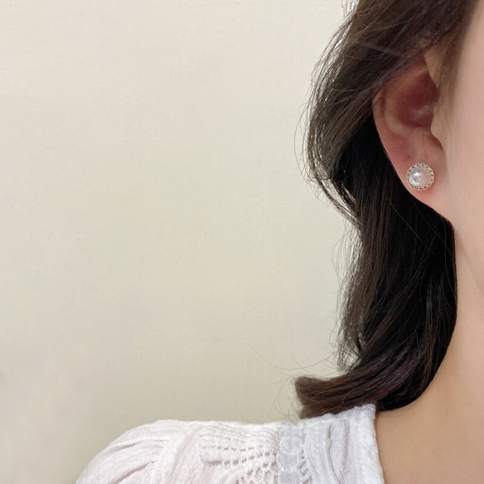 Wholesale Sterling Silver Post Circle And Pearl Earrings Female Women Stud Earrings  Dropshipping Jewelry Gift