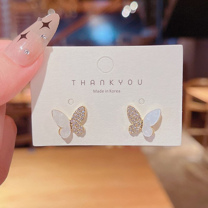 Wholesale Sterling Silver Post Butterfly Earrings For Women Diamond Studs Earrings Dropshipping Jewelry Gift