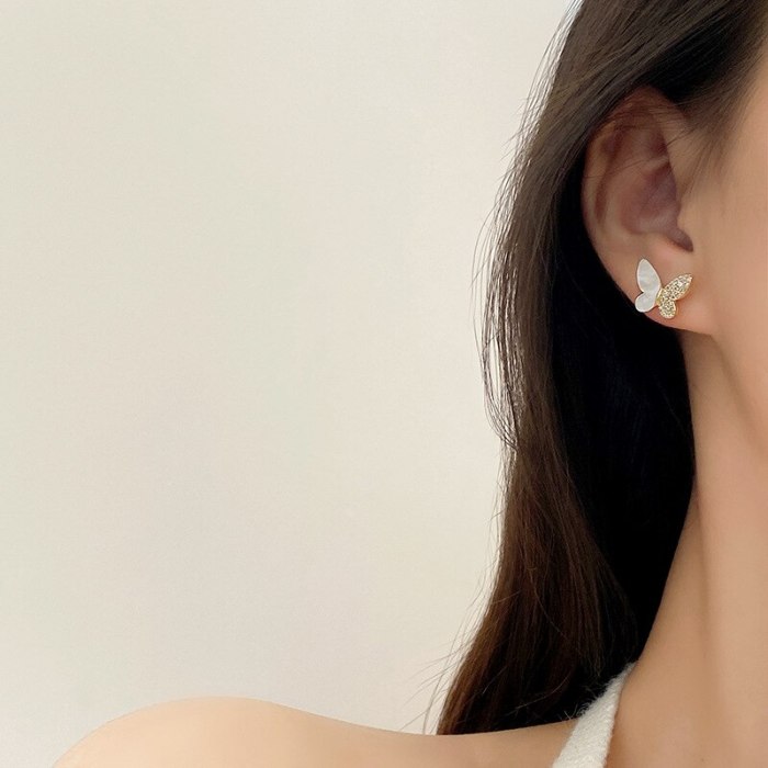 Wholesale Sterling Silver Post Butterfly Earrings For Women Diamond Studs Earrings Dropshipping Jewelry Gift
