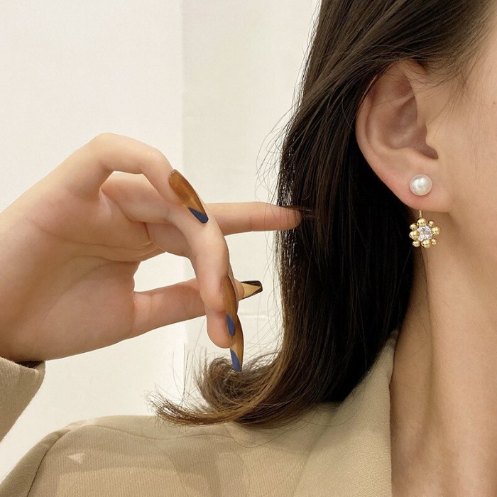 Wholesale Sterling Silver Post Beanie Zircon Pendant Earrings Female Women Stud Earrings  Dropshipping Jewelry Gift