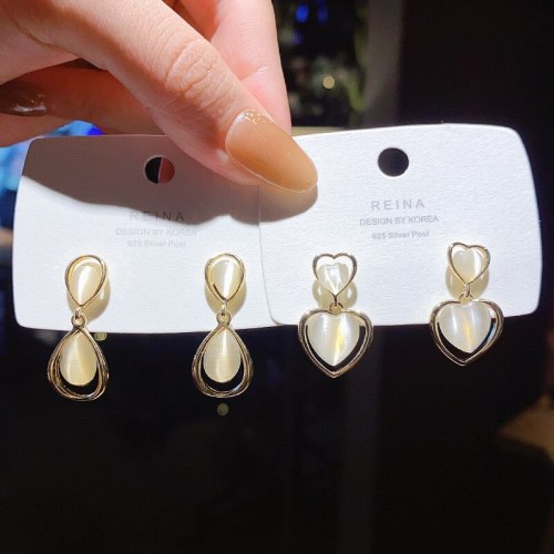 Wholesale 925 Silver Post Opal Stone Ear Studs Female Women Earrings  Dropshipping Jewelry Gift