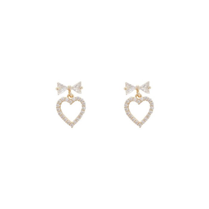 Wholesale Sterling Silver Post Heart-Shaped Zircon Ear Studs Earrings Eardrops  Dropshipping Jewelry Gift