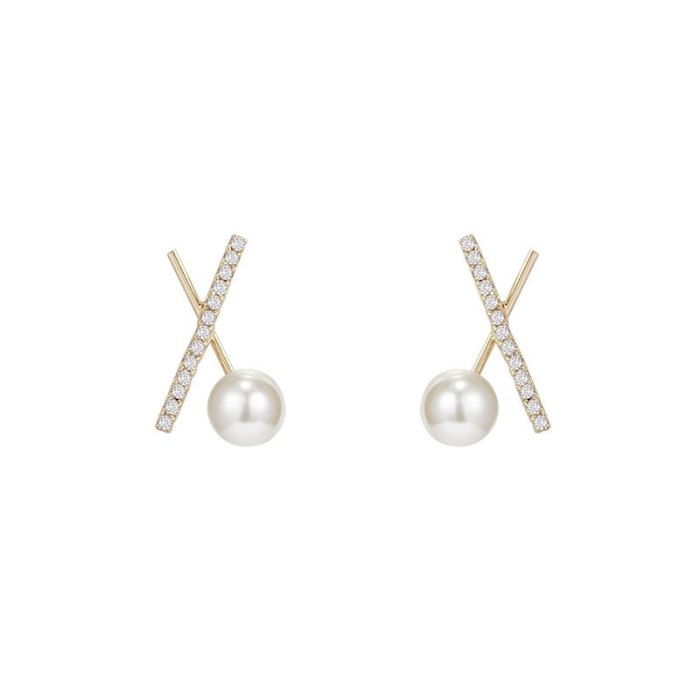 Wholesale S925 Silver X-Shaped Cross Full Diamond Earrings Ear Studs Earrings  Dropshipping Jewelry Gift