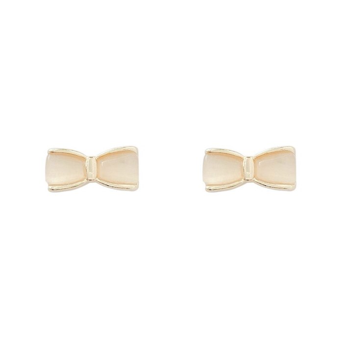 Wholesale Sterling Silver Post Bowknot Earrings For Women Opal Stone Ear Studs Earrings  Dropshipping Jewelry Gift