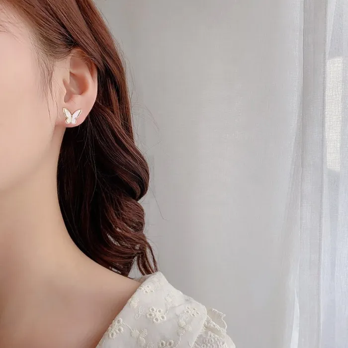 Wholesale 925 Silver Post Fritillary Butterfly Studs Female Women Earrings  Dropshipping Jewelry Gift