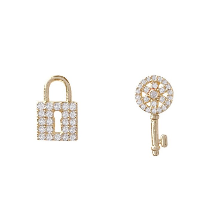 Wholesale Sterling Silver Post Zircon Stud Earrings Love Key Lock Earrings Eardrops  Dropshipping Jewelry Gift