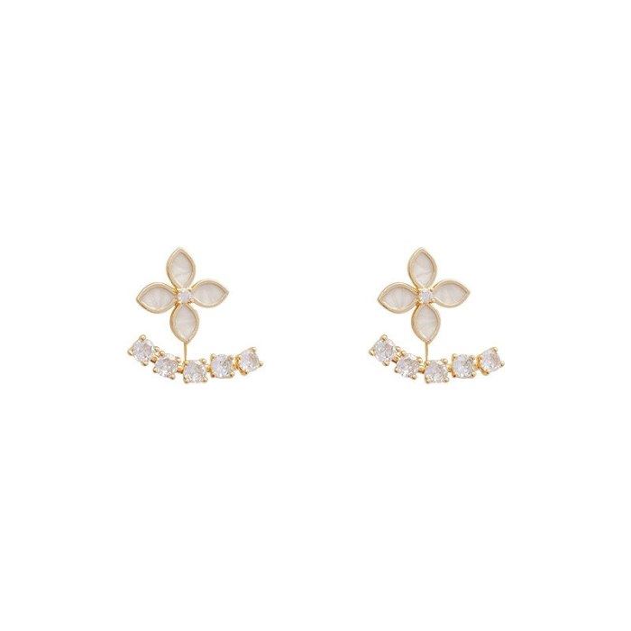Wholesale Sterling Silver Post Flower Earrings Female Women Zircon Ear Studs Earrings  Dropshipping Jewelry Gift