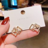 Wholesale Sterling Silver Post Square Earrings Ear Studs Earrings Pearl Eardrops  Dropshipping Jewelry Gift