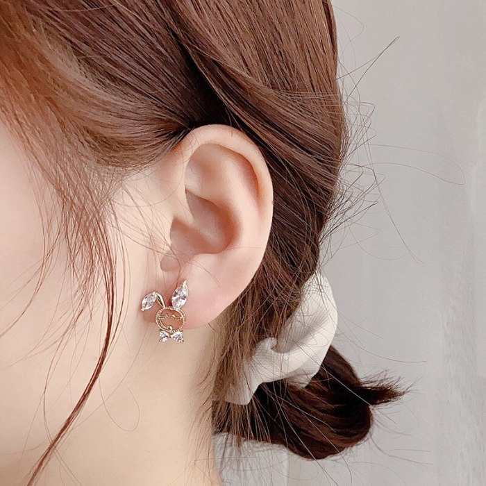 Wholesale Sterling Silver Post Rabbit Radish Earrings Female Women Stud Earrings  Dropshipping Jewelry Gift
