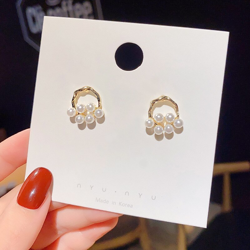 Wholesale 925 Silver Post Pearl Fashion Earrings Female Women Stud Earrings Eardrops Earrings  Dropshipping Jewelry Gift