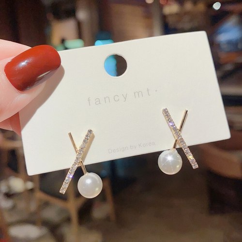 Wholesale S925 Silver X-Shaped Cross Full Diamond Earrings Ear Studs Earrings  Dropshipping Jewelry Gift