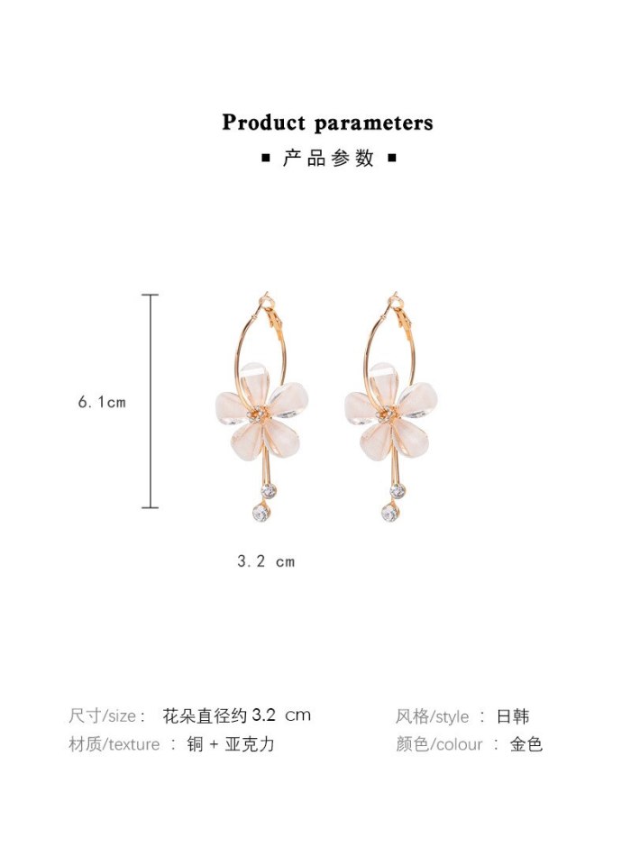 Wholesale Flower Earrings Female Women Long Circle Earring Pendant Rhinestone Earrings  Dropshipping Jewelry Gift