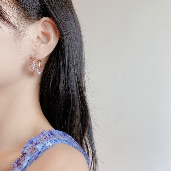 Wholesale Sterling Silver Post Earrings Female Women Crystal Earrings Pearl Earrings  Dropshipping Jewelry Gift