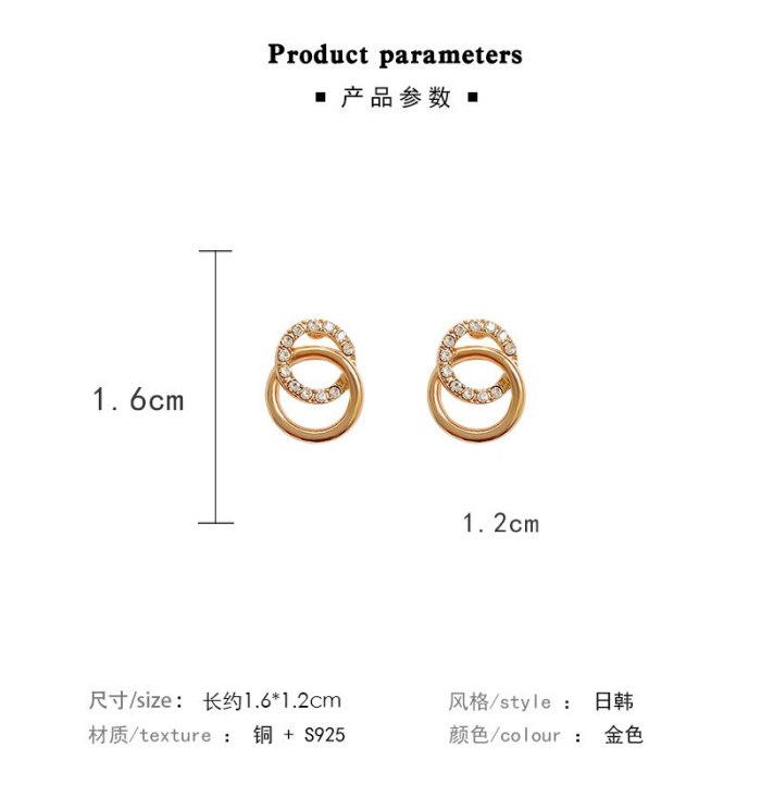 Wholesale New Earrings Circle Earrings Diamond Double Ring Earrings  Dropshipping Jewelry Gift