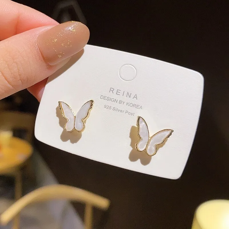 Wholesale 925 Silver Post Fritillary Butterfly Studs Female Women Earrings  Dropshipping Jewelry Gift