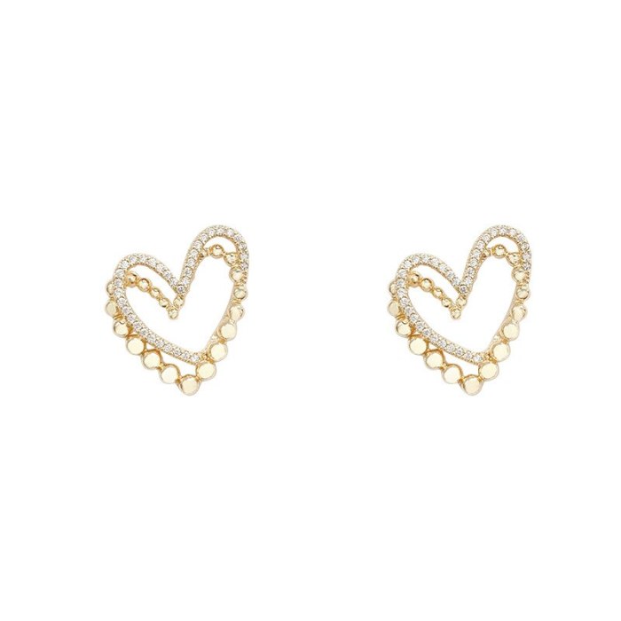 Wholesale Sterling Silver Post Double Layers Loving Heart Earrings Ear Studs Earrings  Dropshipping Jewelry Gift