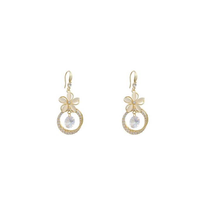 Wholesale Sterling Silver Post Flower Earrings For Women Zircon With Diamond Ear Studs Earrings  Dropshipping Jewelry Gift