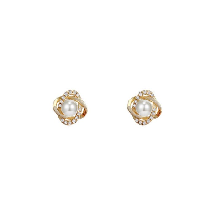 Wholesale Sterling Silver Post New Flower Zircon Ear Studs Earrings For Women  Dropshipping Jewelry Gift