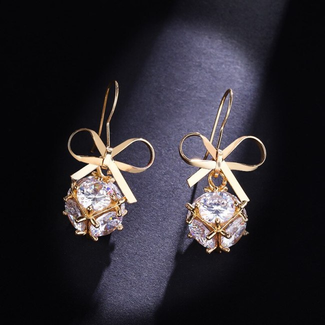 Wholesale Bow Pendant Earrings Zircon Earrings Ornament Dropshipping Jewelry Women Fashion Gift