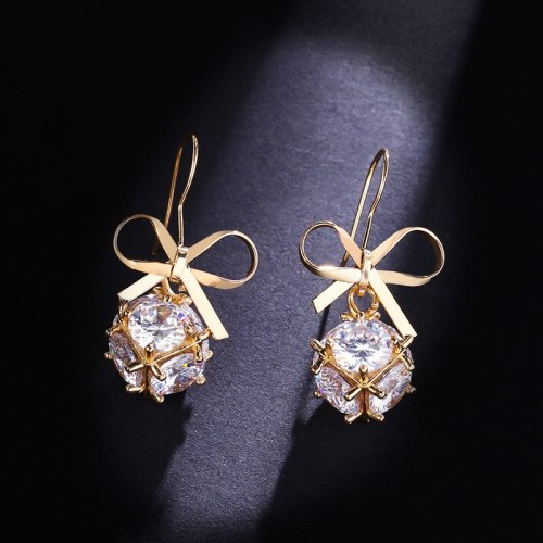 Wholesale Bow Pendant Earrings Zircon Earrings Ornament Dropshipping Jewelry Women Fashion Gift