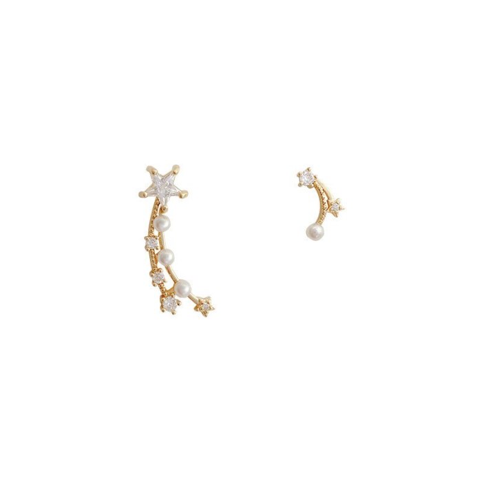Wholesale Asymmetric Zircon Star Studs New Earrings For Women Dropshipping Jewelry Women Fashion Gift