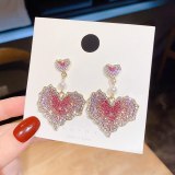 Wholesale 925 Silver Post Jeweled Loving Heart Earrings  Dropshipping Jewelry Women Fashion Gift