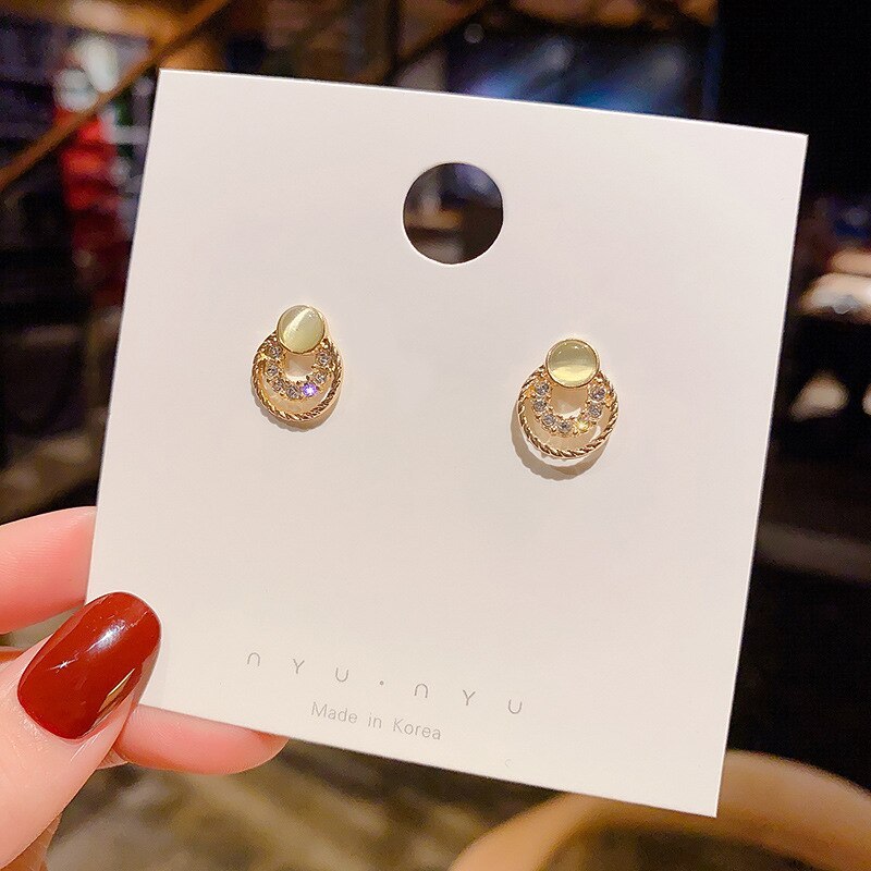 Wholesale Opal Stone Studs Female Circle Dropshipping Jewelry Women Fashion Gift