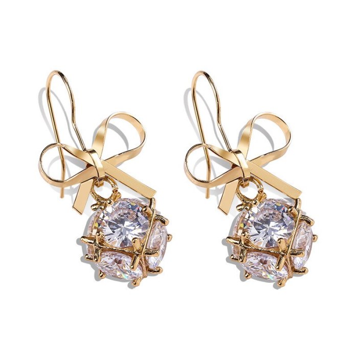 Wholesale Bow Pendant Earrings Zircon Earrings Ornament Dropshipping Jewelry Women Fashion Gift
