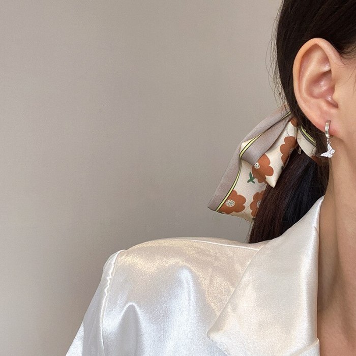 Wholesale Sterling Silver Post Bow Earrings Women's New Asymmetric Earrings Dropshipping Jewelry Women Fashion Gift