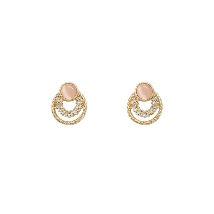 Wholesale Opal Stone Studs Female Circle Dropshipping Jewelry Women Fashion Gift