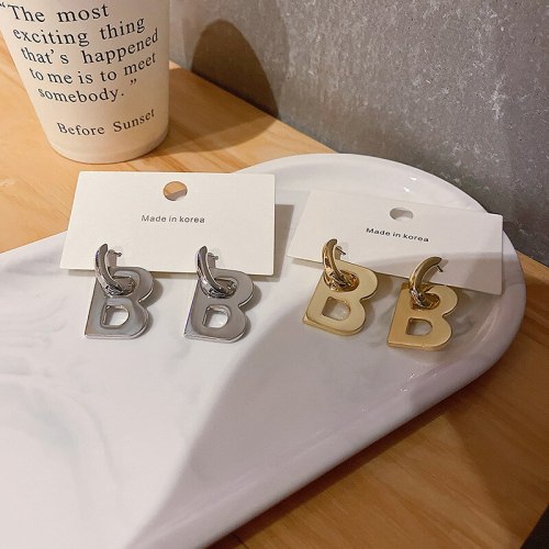 Wholesale Alphabet Letter Women 925 Silver Studs Earrings Dropshipping Jewelry Women Fashion Gift