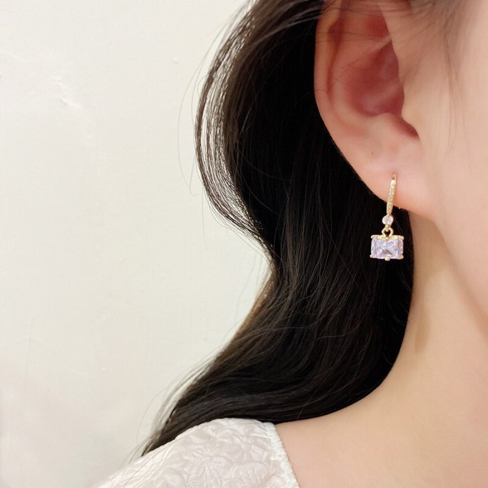 Wholesale Sterling Silver Post New Zircon Pendant Ear Hook Women Stud Earrings Dropshipping Jewelry Women Fashion Gift