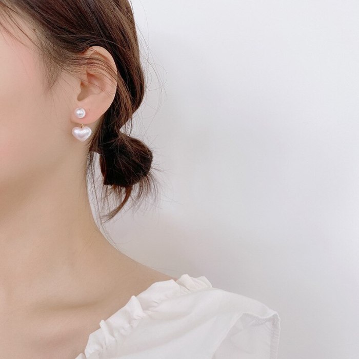 Wholesale 925 Silver Post Pearl Heart Pearl Stud Earrings Eardrops Dropshipping Jewelry Women Fashion Gift