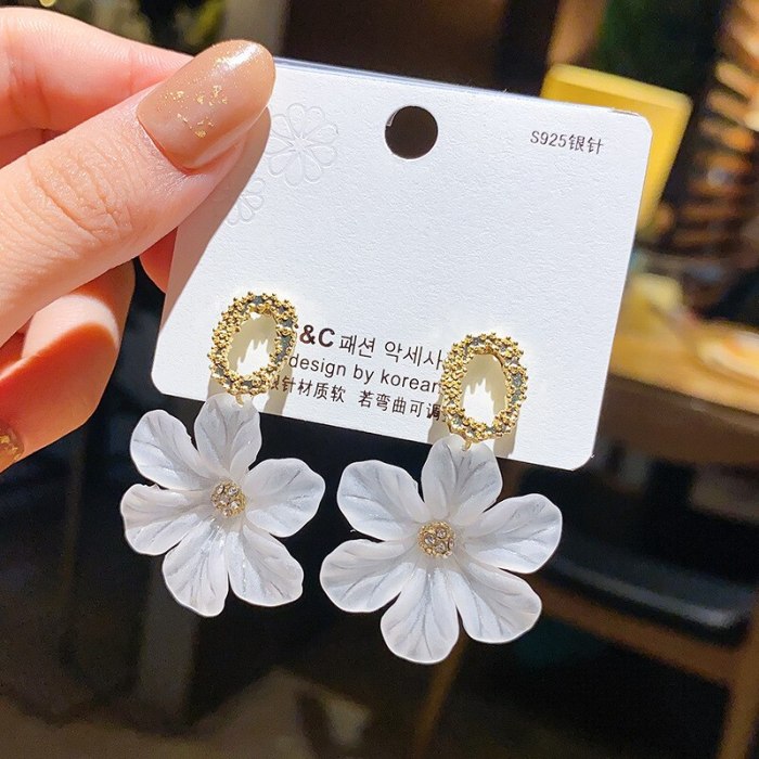 Wholesale 925 Silver Post Flower Petal Women Stud Earrings Dropshipping Jewelry Women Fashion Gift