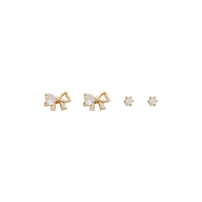 Wholesale Sterling Silver Post New Bow Zircon Stud Earrings For Women Dropshipping Jewelry Women Fashion Gift