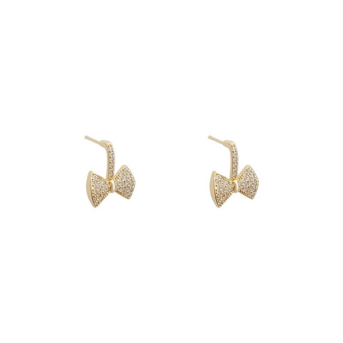 Wholesale Sterling Silver Post New Bow Earrings For Women Full-Jeweled Stud Earrings Dropshipping Jewelry Women Fashion Gift