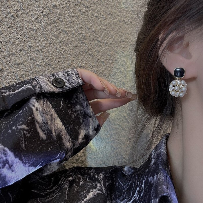 Wholesale Square Earrings Women's Pearl Stud Earrings Sterling Silver Post Earrings Dropshipping Jewelry Women Fashion Gift